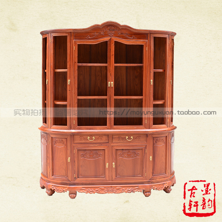 Burmese rosewood wine cabinet, big fruit red sandalwood wine rack with upper and lower sections, mahogany solid wood wine cabinet, corner cabinet