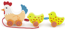 VIGA Drag Hen V50078) Toddler Early Education Drag Toddler Toy Cartoon Animal Hen Tractor