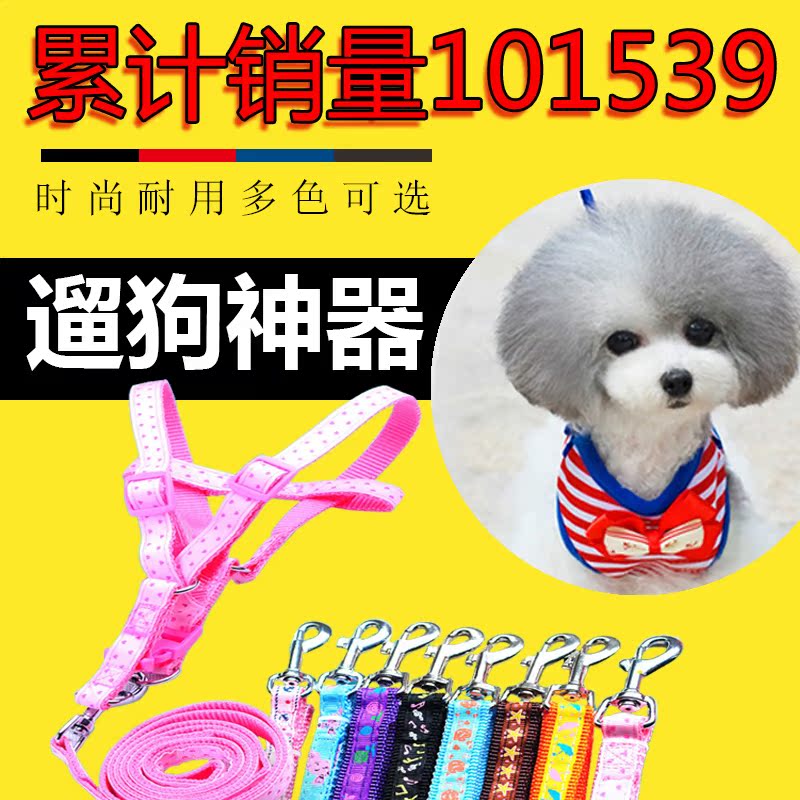 狗狗牵引绳狗链子小型犬泰迪比熊宠物狗用品狗带项圈胸背带遛狗绳