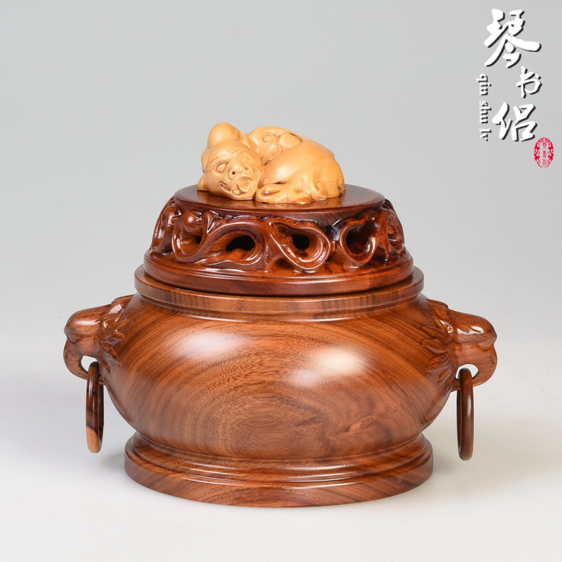 Cen book lovers solid wood carved hollow incense stove ring incense stove Incense Stove Wood Quality Incense Stove Fragrant Road Decoration Pendulum Decoration