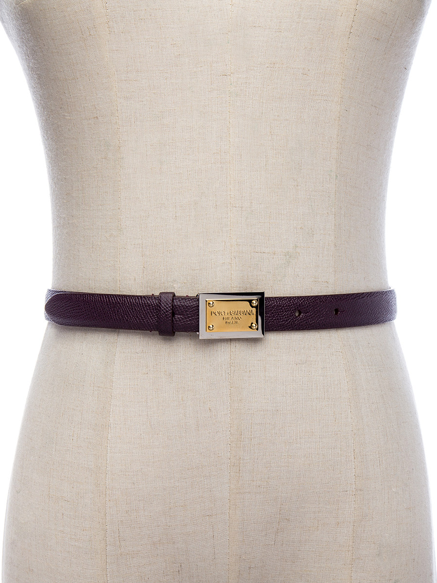 Dolce&Gabbana 深紫色纹理铭牌扳扣腰带