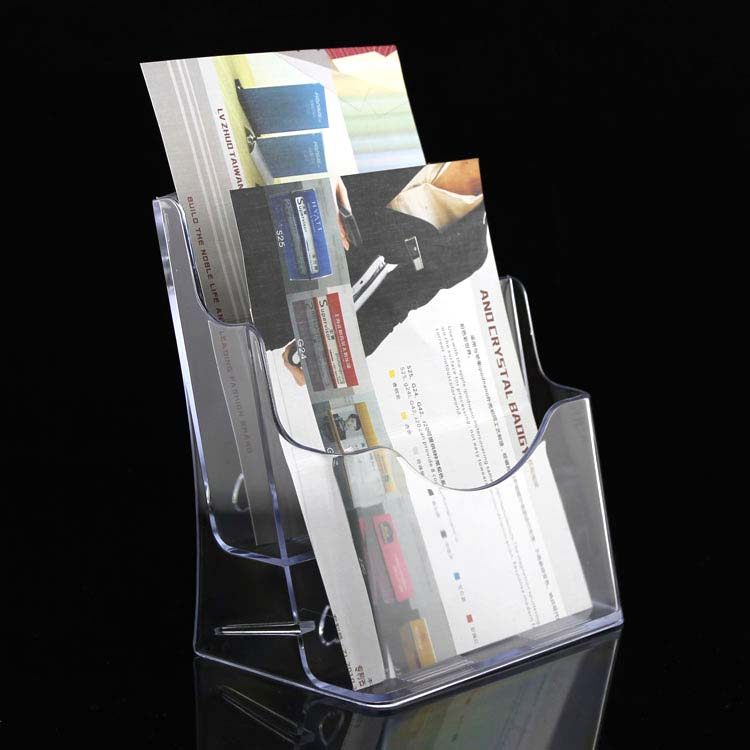 A5 bilayer plastic tabletop display shelf transparent information shelf promotional single display case advertising catalogue display shelf