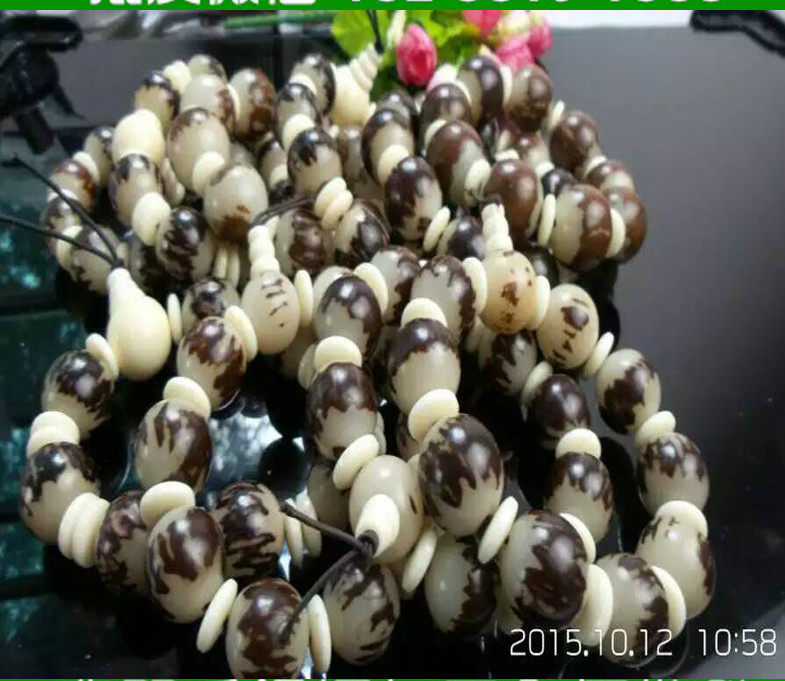 Myanmar Buddhist relics 10 double-sided Lotus Bodhi hand string high density dry grinding Buddha beads