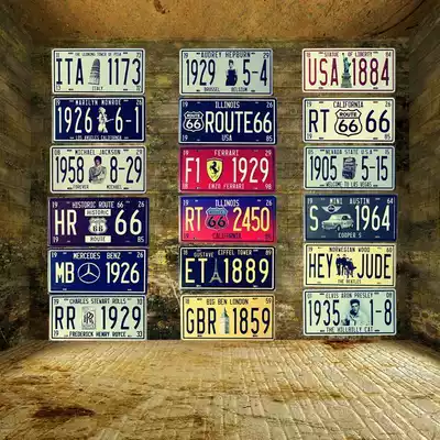 Retro nostalgic craft creative license plate bar KTV cafe home wall decoration personality wall decoration tin painting