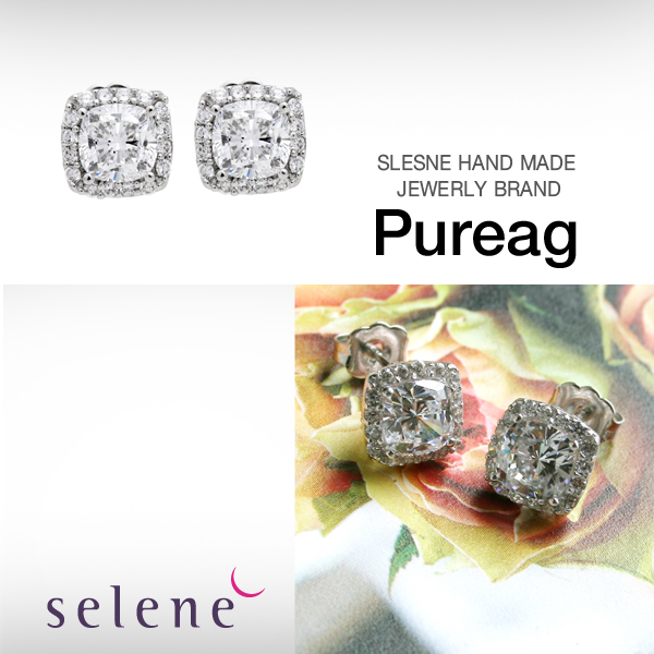 来自星星的你全智贤同款项链品牌Selene925银方形锆钻耳钉