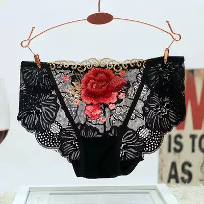 Women's panties, female lace, sexy, transparent, ultra-thin, hollow embroidery, embroidery, incognito, large size, fat mm, sexual confusion, passion