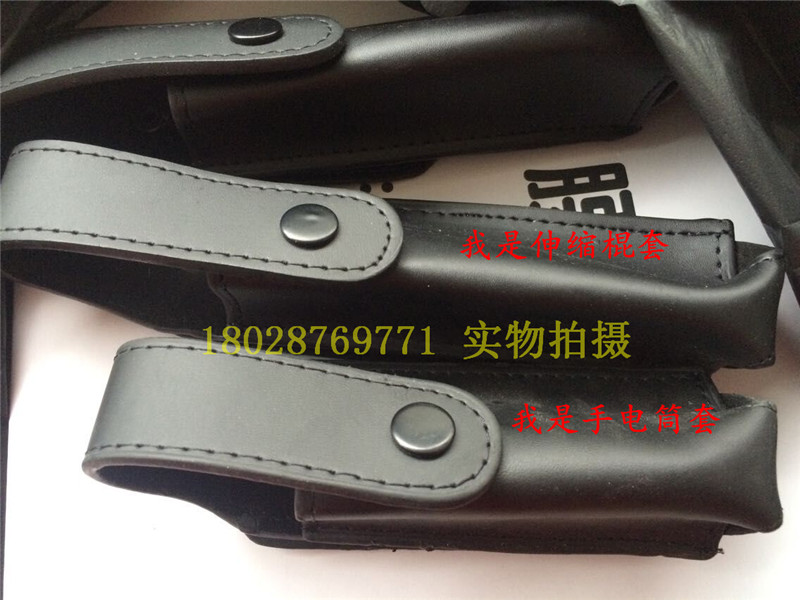 Black cow leather stick cover flashlight cover leather kettle cover working bag multifunction belt sleeve cow leather sheath intercom cover