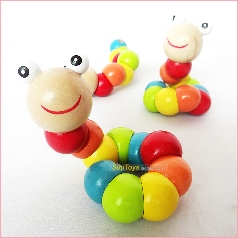 100 Variable Twist Worm Children Puzzle Wooden Early Teaching Toy Infant to exercise finger flexible coordination 0-3 years old