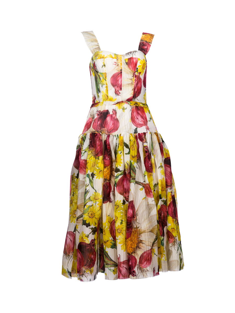 Dolce&Gabbana 走秀款 拼色洋葱印花连衣裙