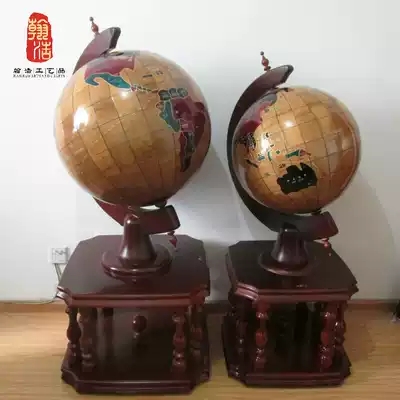 Zhengzhou landing globe where to sell solid wood craft gifts decoration can be rotated transfer feng shui opening housewarming ornaments