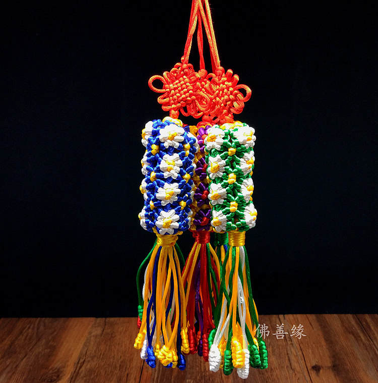 Tibet colorful rope hand-woven quartet Samsung gold junction car hanging piece hanging Tibetan auspicious package