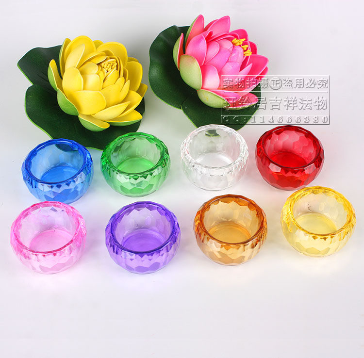 Buddhist supplies eight-cup crystal water cup for bowl holy water Cup eight-color Cup)