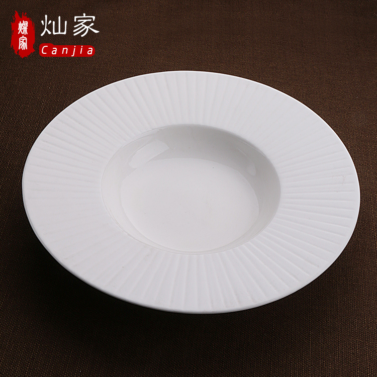 The downtown home wide - brimmed hat type ceramic bowl of spaghetti dish hat dish soup plate FanPan creative dinner plate pure white