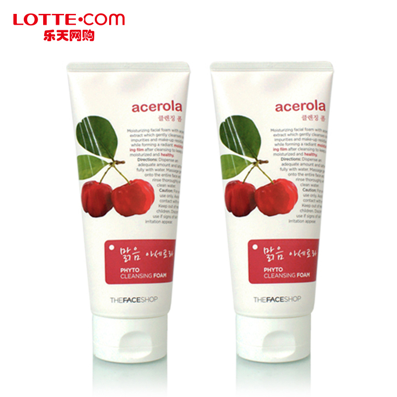乐天网购the face shop樱桃洗面奶170ml*2补水亮肤滋润清洁正品