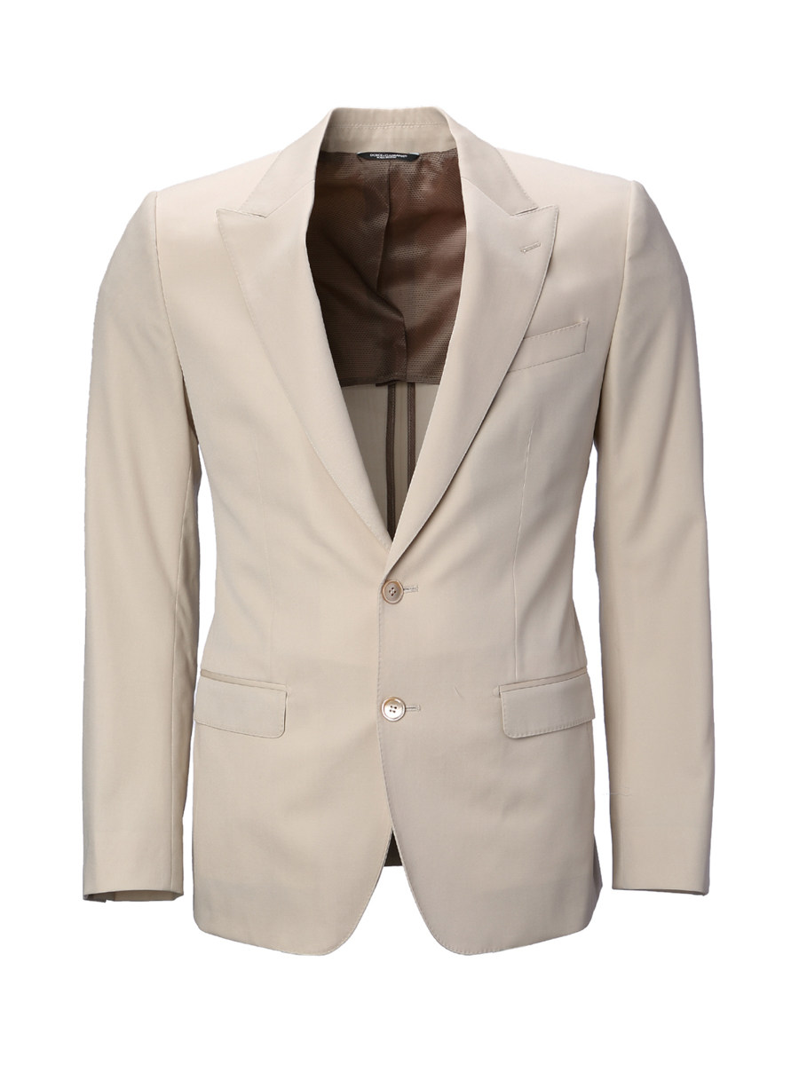 Dolce&Gabbana 深黄色戗驳领亮面修身西装外套