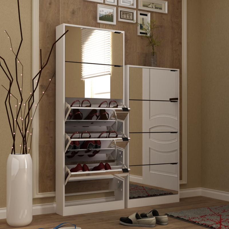 搭瓦屋现代简约玻璃翻斗鞋柜S034