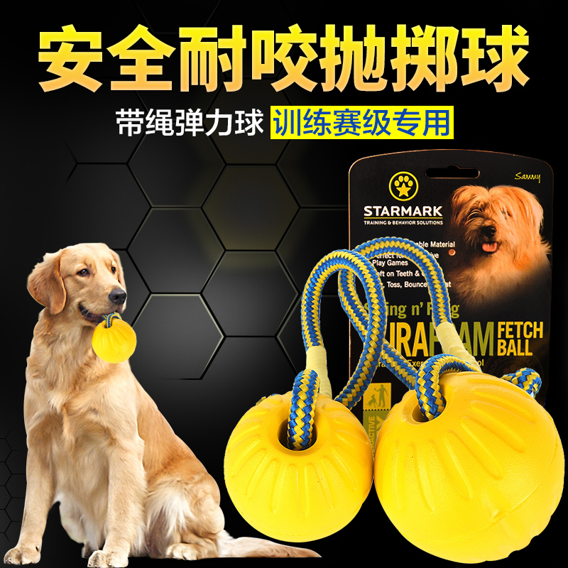 星记 宠物玩具耐咬抓柄球狗狗玩具轻巧耐磨玩具球绳子磨牙橡胶球