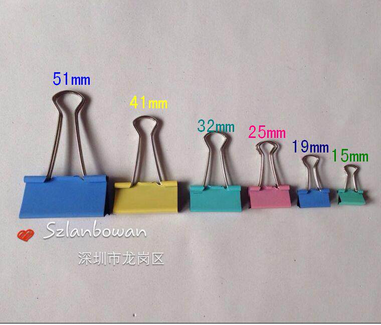 Color long tail clip dovetail clip iron clip Colorful Series Spec 15 to 51mm Each box 4 colors 8 9 Yuan