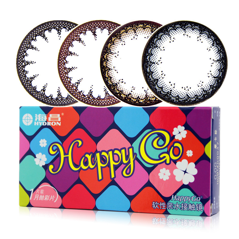 海昌美瞳月抛happy go1片装彩色隐形近视眼镜混血大小直径包邮