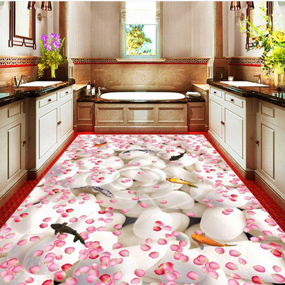 3D floor tiles powder room balcony tiles living room kitchen bedroom aisle three-dimensional flower pond carp floor tiles background tiles
