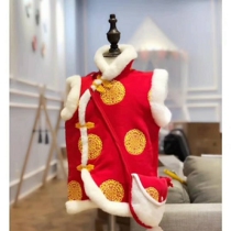 Yazan China Red Waistcoat Chinese Red Waistcoat Red Envelopes Full Moon Suits Festive Qiqing Gown Vest Chinese Lunar New Year dress Tang suit