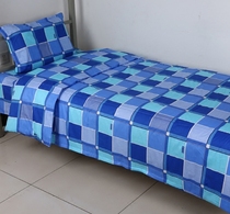 Cotton Pure Blue Sheet Sheet Single Single Student Upper and Lower Shop Employees Nursing Home quilt cover Pillow Case Three Piece Set