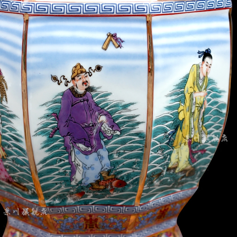 Jingdezhen ceramic famille rose colored enamel sea big vase household furnishing articles landing craft ornaments sitting room