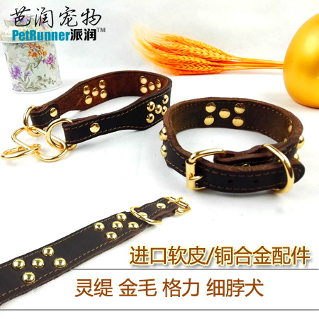 Dog Gree Item Circle Ring Bull Leather neckline Bull Leather neck Whirlpool Fine Neck Fine Dog Small Canine Gold Wool Teddy Puppy Neck