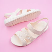 2022 new summer plastic flat heel mother-in-law sandal girls shoes beach flat bottom soft bottom comfortable non-slip big code