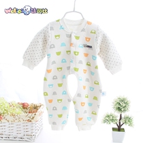 Clearance Walibi baby bamboo fiber warm coat Spring and autumn baby open file one-piece newborn clothes