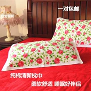 Một đôi gạc cotton hai lớp khăn gối in lớn khăn bông mềm mại và thoải mái