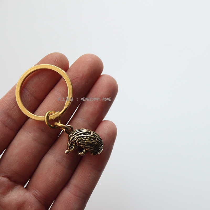 Copper Hanging Accessories Animal Hangings Metal Small Pendants Brass Key Buttons Mini Small Hedgehog Key Buttons Pendant Key Rings