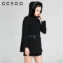 CCDD Authentic 2016 mùa đông phụ nữ mới có thể tháo rời mũ phiên bản Hàn Quốc của áo khoác len đơn giản pha trộn áo măng tô nữ kẻ caro