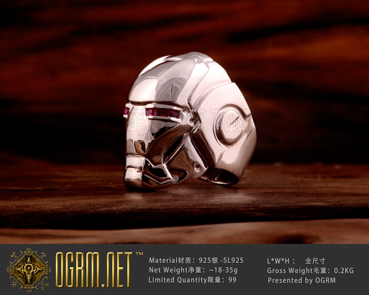 Ogerema Original 925 Pure Silver Seiko Little Robert Downey Steel Man Ring Ring Spot