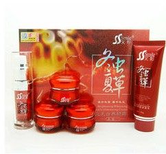 正品笑影冬虫夏草化妆品五合一套装 已经更换新包装