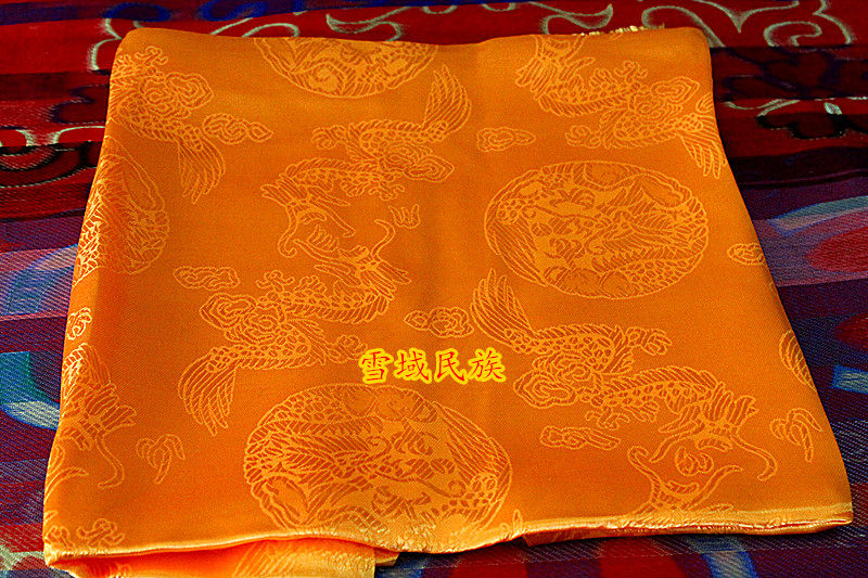 (Factory direct sale) Tibet boutique Hada Jacquard Dragon and Phoenix Hada 156cm*24cm Yellow