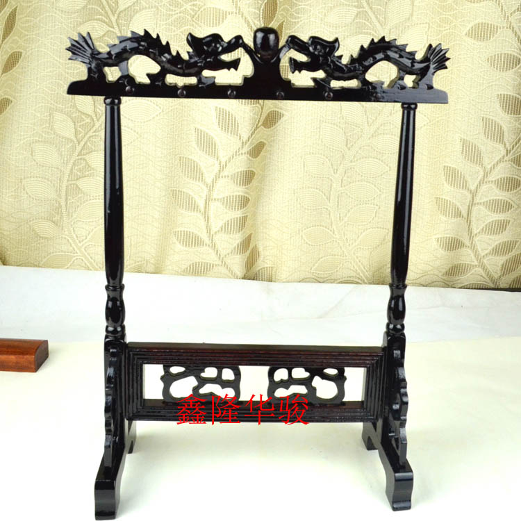 Special high-end small Shuanglong mahogany brush holder pure handmade study utensils brush hanging rice paper calligraphy