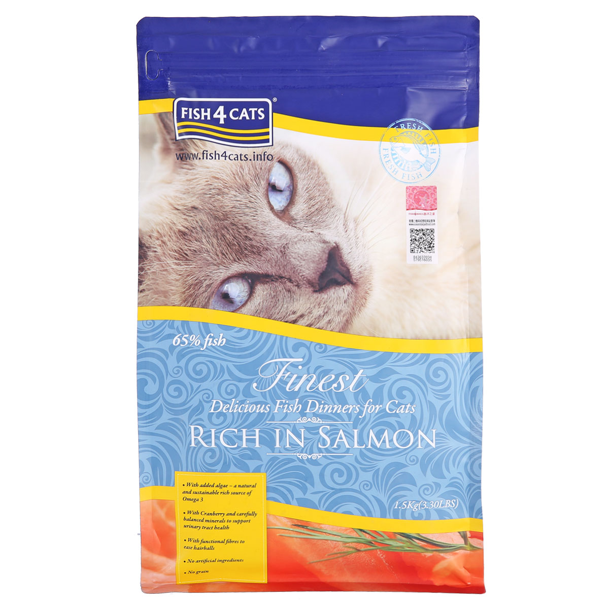 波奇网猫粮全阶段猫粮海洋之星全天然无谷抗敏感三文鱼配方1.5KG