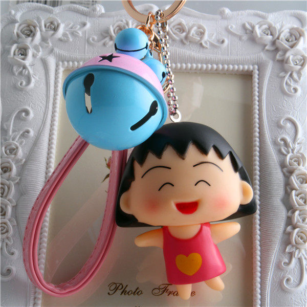 Cute ladies car keychain bag pendant cartoon small ball doll bell hand strap keychain