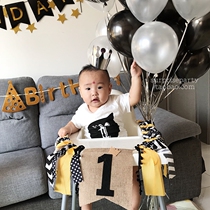 Babys birthday Baby chair Decorative Pull Flag Birthday Laqi Photo Dining Chair Arrangement Balloon Party Color Flag Lakflower