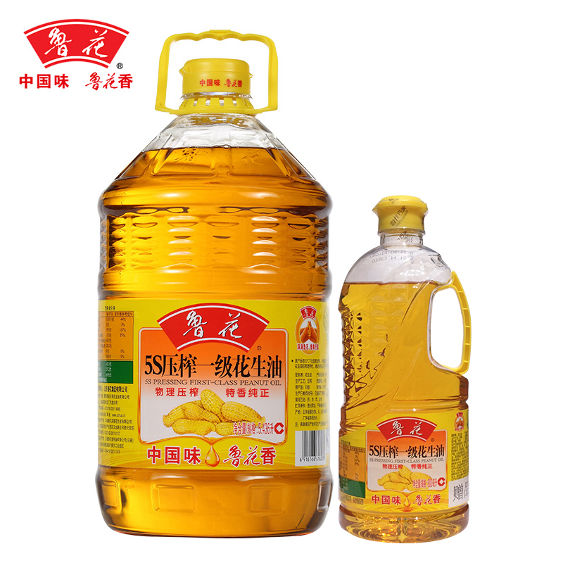 【天猫超市】鲁花5S一级花生油5.436L 压榨食用油赠900ml花生油