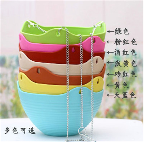 铁链塑料盆 吊盆 吊兰花盆 树脂花盆 配金属吊钩吊链 带蓄水功能