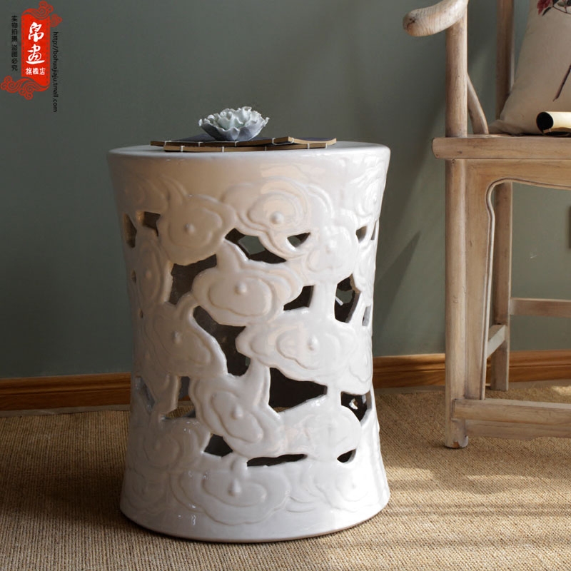 Jingdezhen ceramics furnishing articles soft adornment drum who pier sitting room dresser high - temperature huangbai xiangyun porcelain who in shoes