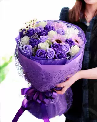 Customized round bouquet rose fragrant flower gift box to send girlfriend mother best friend fat flower peanut day gift