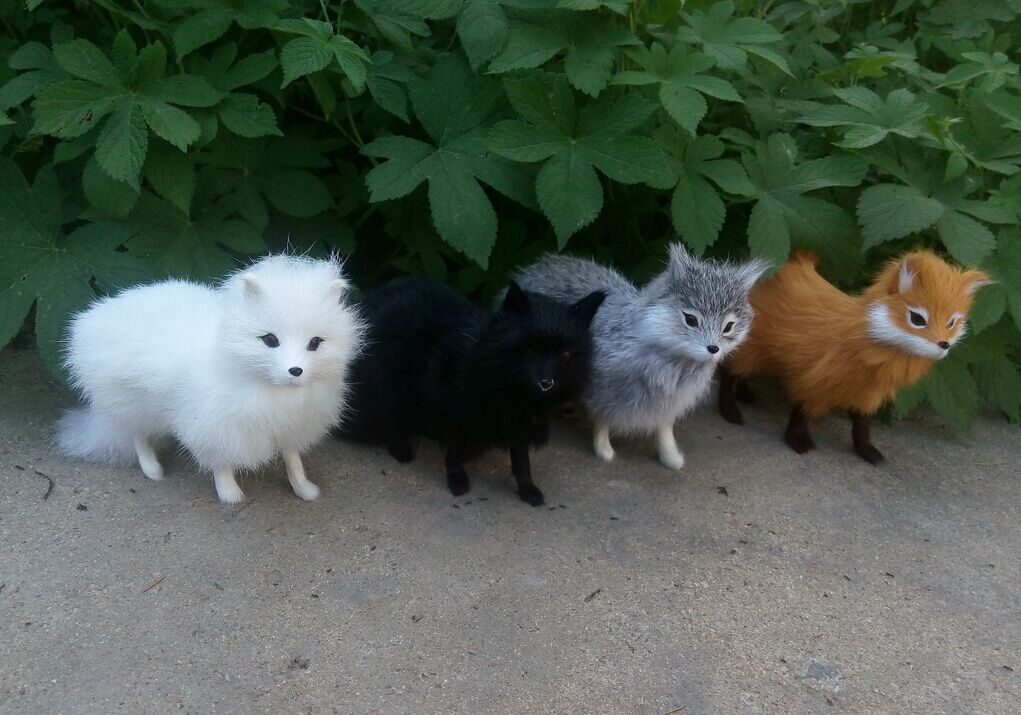 Forest Props Simulation Fur Animal Fox Model Pendulum Wool Suede Toy Cartoon Pet White Fox Doll