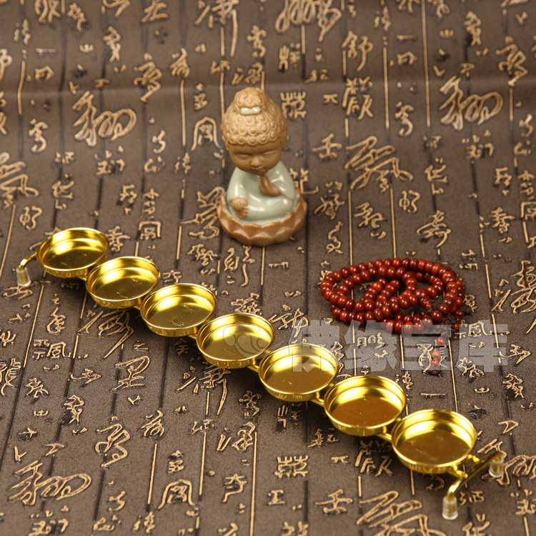 Buddhist supplies single row one word Seven Stars seven treasure ghee butter grain for Buddha lamp stand Lotus butter lamp holder candlestick