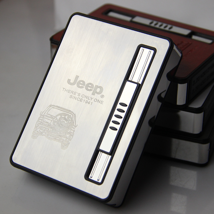 Cigarette box metal automatic bomb smoke windproof inflatable lighter 10 ultra-thin cigarette box personalized customization