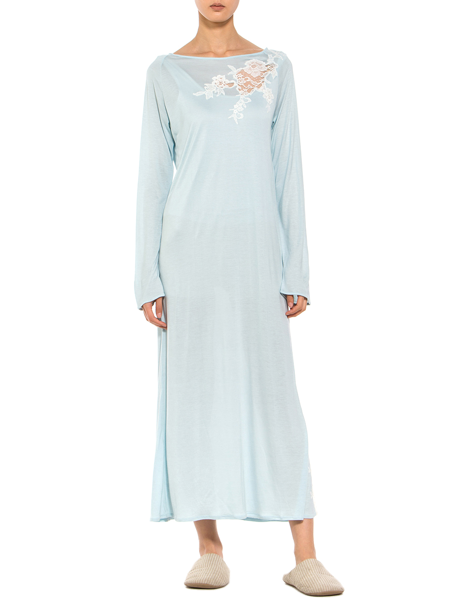 Lucia Berutto 浅蓝色拼接蕾丝设计睡衣裙