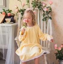 Winter cotton velvet childrens princess night dress female treasure long nightgown court home clothes