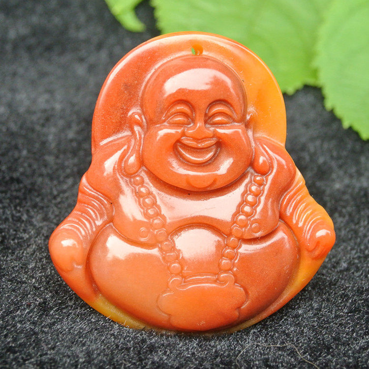 Yellow Dragon Jade Pendant Yellow Dragon Jade Buddha's Smiling Buddha Necklace Pendant Pendant Genuine